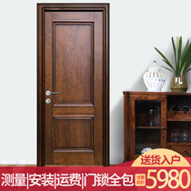 American red cherry pure solid wood door original wooden door interior door bedroom door kitchen bathroom door water paint environmental protection 0 formaldehyde