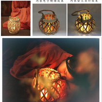 Ancient style Hanfu exterior photo portable wooden lantern studio photography props night scene costume theme woven Lantern