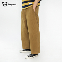 Panda Ben 2021 summer fashion brand casual pants mens frilly loose straight frock wide leg pants