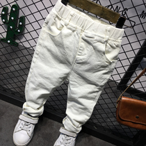Male baby pants Korean boy Spring and Autumn white stretch slim pants boy cowboy cotton trousers