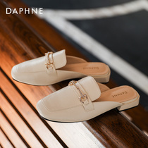 Daphne women shoes single shoes women 2022 spring new outwear small leather shoes 100 hitch casual half-to-sloth shoes sandals