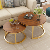 Nordic coffee table simple modern living room small household side few creative simple balcony round glass tea table