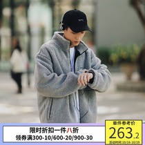 PSO Brand basic solid color stand collar lamb wool fleece coat men plus velvet padded jacket