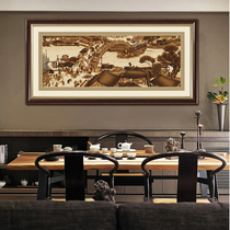 ABV Old three printed cotton cross stitch living room Chinese style Top Ten famous paintings ancient silk Qingming Shanghe picture Zhang Zejuan