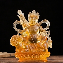 Ancient Law Glazed Treasure Sky King Statue like Tibetan Ancestral Worship Glass Sky King Statue of Wu Caishen Buddhist Buddhist Pendulum