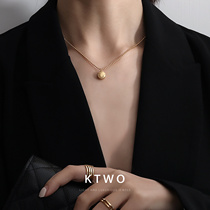 Korean version of the fashion new simple K gold Fuxi small golden bean necklace female tide cold wind net red with the same clavicle chain