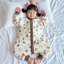 Fall Winter Baby Closed Sleeping Bag Anti-kicked by Pure Cotton Warm Child Sleeper-in-legged Nightgown Girls Home Cotton