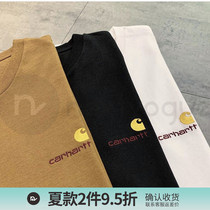 (NextVogue)carhartt wip american script embroidery small label logo short sleeve