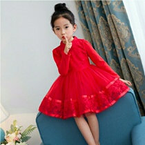 Girl dress 2020 Spring and Autumn New National style children cheongsam skirt long sleeve middle child princess dress performance clothes