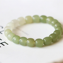 Mu Huang Jewelry Store: (gradient single circle) Natural Hetian jade pendant necklace bracelet carved jade pendant straight