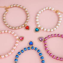 Special Pet Necklace Kitty Pearl Bell Pearl Necklace Photo Decoration Love Water Diamond