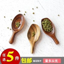 New Japanese-style creative j mini wooden spoon Milk powder spoon Tea spoon Seasoning spoon Large wide mouth short handle spoon shovel