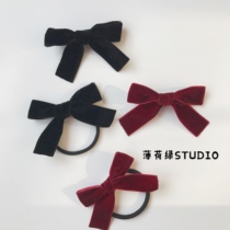 Velvet Bow hairclip Japanese vintage Joker Girl Flocking Hairband Burgundy Headwear