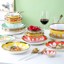 Dish suit Home Jingdezhen Ceramic New Chinese style wide Phnom Penh Dish Chopsticks Light Extravagant and Courtesy Cutlery