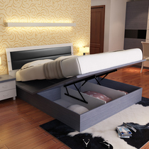 Bedroom furniture simple modern 1 5 m plate bed 1 8 double bed storage soft bag pneumatic air pressure high box bed