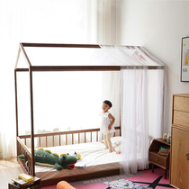 Solid Wood Childrens Bed With Guardrails Nordic Male Girl Princess Single Hu Peach Wood Creative Landing Childrens Room Bed Tree House