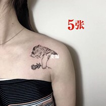5) Little Tiger Rose tattoo sticker female waterproof long-lasting collarbone sexy cute ns wind wrist leg tattoo