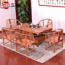 Mahogany furniture hedgehog red sandalwood tea table and chair combination Rosewood solid kung fu coffee table living room new Chinese tea table
