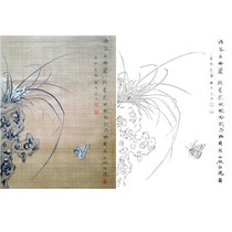 Gongbi painting white sketch background draft Bluegrass Chu Yanchun retro style flowers and birds hook line physical print draft size optional CY29