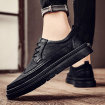 Casual leather shoes mens leather mens shoes 2021 new trendy shoes autumn English style business dress block