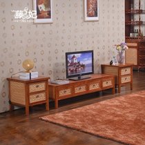 Fujiei living room Vine TV cabinet combination 1 8 meters rattan art original wooden color rattan TV cabinet environmental protection TV cabinet