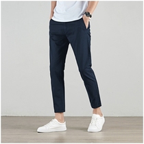 Brand men casual pants summer slim fit pure cotton elastic small leggings slim fit trend 100 lap tightness 90% pants