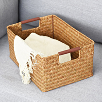 Sea Grass Wood with drawer containing basket Bamboo Weave Large Number Finishing Basket Miscellaneous Grass Chicratu woven basket Home Bamboo Basket Woven Basket
