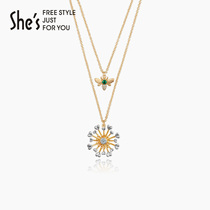 shes jewelry Van Gogh dandelion letter series synthetic cubic zirconia double necklace choker