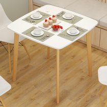 Simple dining table combination Small apartment Modern round square household dining table Simple solid wood table rental light luxury