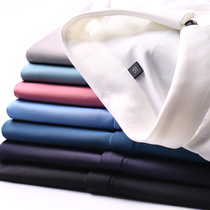Summer high-end gentleman silky seamless rubber elastic non-iron mens shirt business thin slim short sleeve shirt