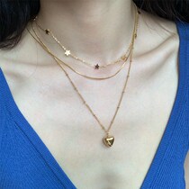 Left ear) heart shaped necklace Korean niche design simple cold wind love pendant choker female wild INS tide