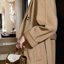 Vatican 101801 high-end Camel double breasted cashmere coat womens long thick wool jacket 2021 New