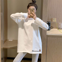 South Korea Hitchhiking Autumn White Beat Undershirt Womens Ins Chains Long Pure Cotton Loose Long Sleeve T-shirt 2022 New