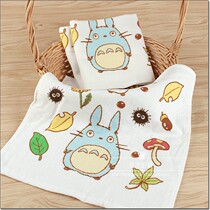 Slightly flawed special inner YE original single-cut standard cotton gauze printed briquettes hazelnut leaves cartoon square scarf soft and absorbent