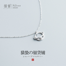 Cat sting Cosmic Planet S925 sterling silver collarbone necklace female tide Korean version of diamond simple temperament Net red short neck chain