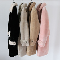  Fur one-piece medium-length coat womens winter new thin mink collar lamb wool sheep shearing fur coat