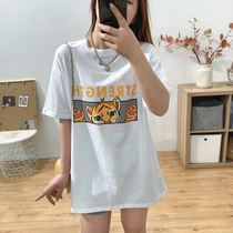 2022 New Summer Printing Short Sleeve Easy T Shirt Fashion Broad Collar Semi - sleeved Shirt Couples
