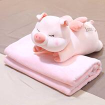 Cartoon animal pillow quilt dual-use nap sleep pillow sofa air conditioner blanket plush toy doll male D