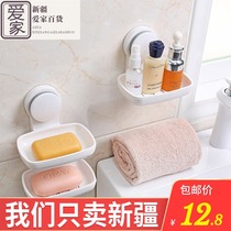 Xinjiang Fengqing suction cup soap box non-perforated wall-mounted double-layer toilet household soap box soap holder