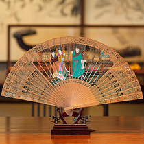 Hangzhou Wang Xingji The STORY of the West CHAMBER 25CM PULL flower color painted red SANDALWOOD FAN COLLECTION fan fan