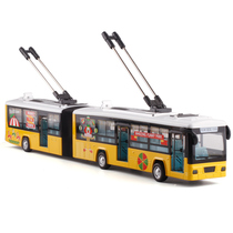 Simulation city trolleybus double bus live voice music alloy toy car model