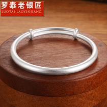Rotais old silversmith 999 pure silver bracelet male and female tides 100 hitch a pair of retro national wind foot silver bracelets