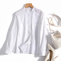 High-quality intellectual handsome niche design loose and stacked fashionable white shirt spring commuter top