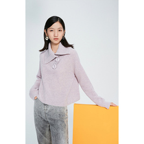 LILY winter New lapel short box type wool fragrant Taro purple rough knit sweater womens 119420B8729