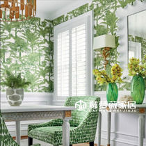American THIBAUT original imported wallpaper American pastoral plants leaves porch living room bedroom background wallpaper