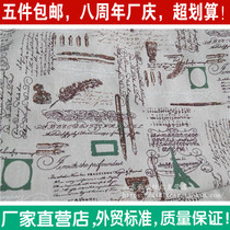 Printed cotton linen material Linen curtains Sofa seat cover tablecloth Door curtain decoration sofa cover paper cloth Tower English words