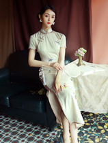 High-end long-style qipao 2021 new retro temperament young with improved one-piece dress Old Shanghai Girl Summer