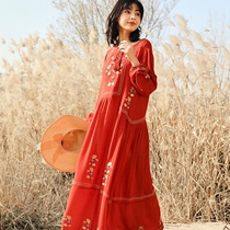Sanya seaside beach dress Long sleeves Slim Shade for holiday Liandress Qinghai Tibet Xinjiang Tourism Long dress