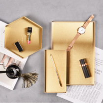 Nordic stainless steel long plate cosmetics jewelry storage plate dinner plate dessert snack tray tea plate porch storage plate