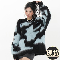 ader autumn and winter thickened wool mohair sweater sweater womens trendy fashion loose round neck soft waxy top